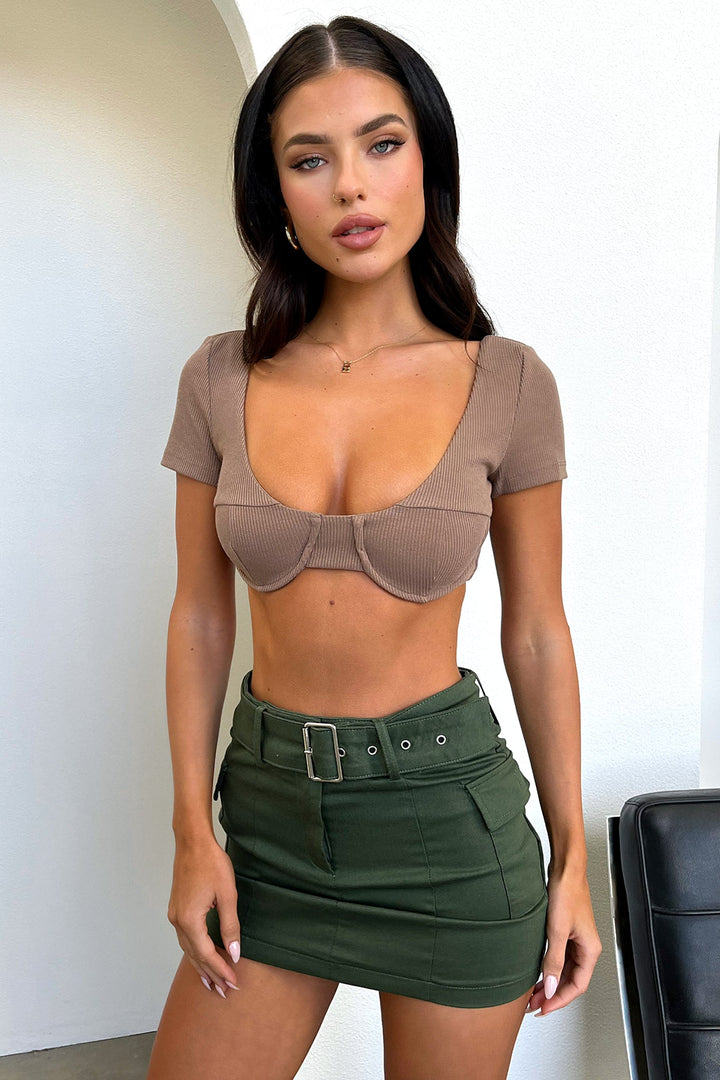 Sharna Crop - Kahverengi