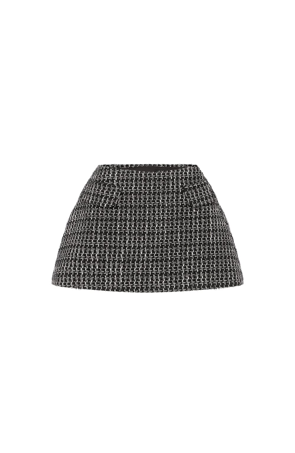 Mini Ekose Yüksek Bel Kloş Etek Set – Siyah Beyaz