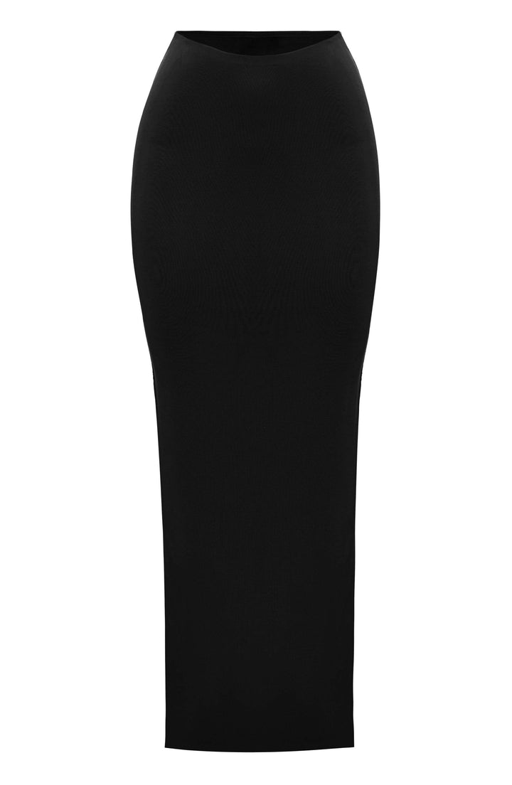 Yüksek Bel Kalem Kesim Maxi Etek Set – Siyah