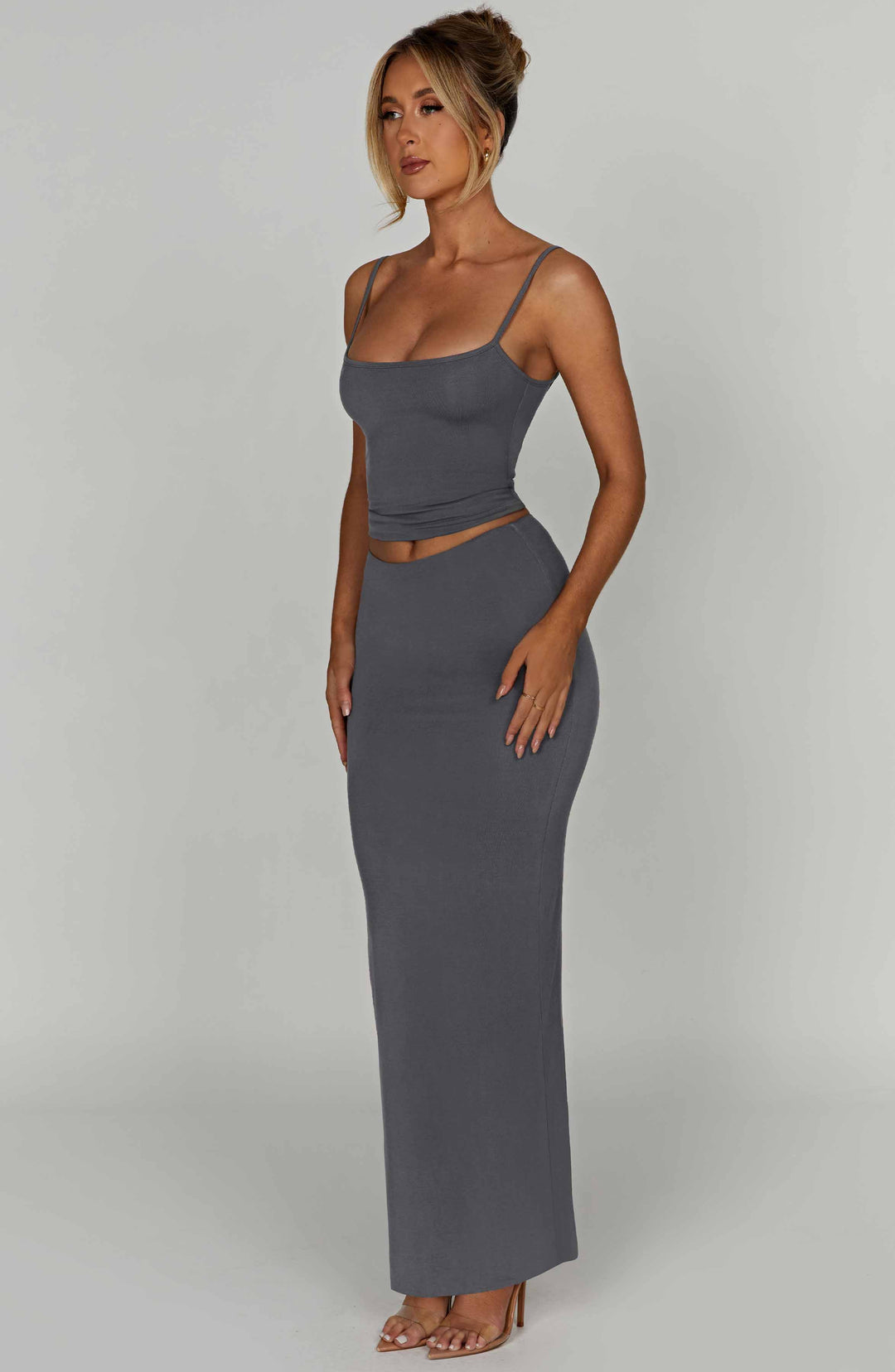 Yüksek Bel Bodycon Kalem Etek Set – Antrasit
