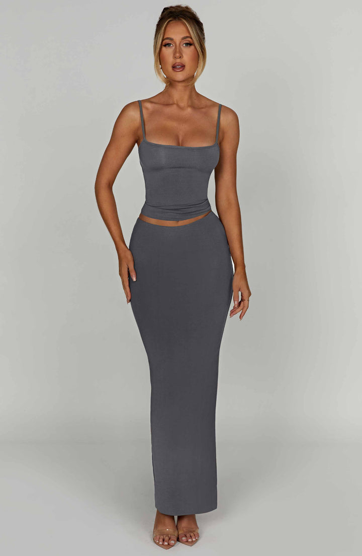 Yüksek Bel Bodycon Kalem Etek Set – Antrasit