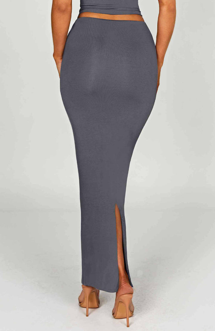Yüksek Bel Bodycon Kalem Etek Set – Antrasit