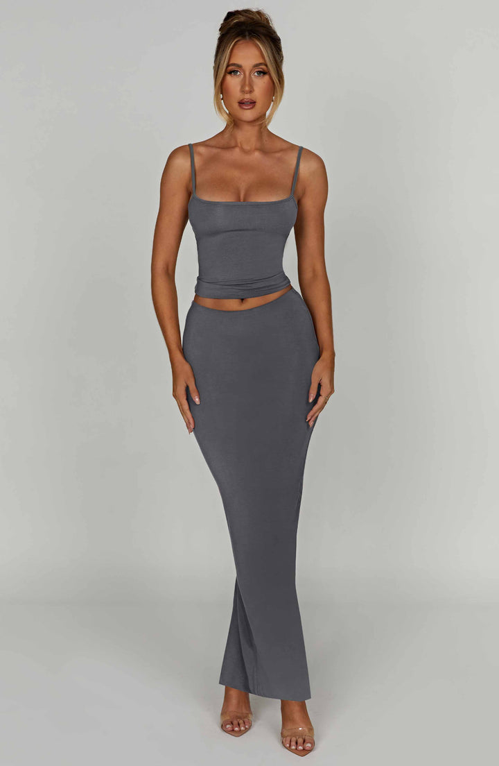Yüksek Bel Bodycon Kalem Etek Set – Antrasit
